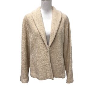 Eileen Fisher Wool Blazer Sweater Knit Womens Large Beige Minimalist Neutral